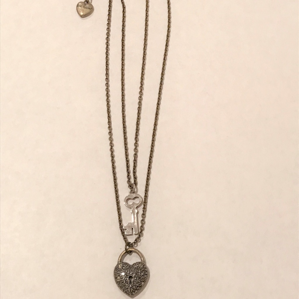 Brass Betsey Johnson Key & Lock Necklace